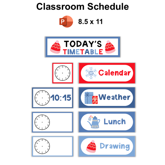 Classroom Schedule - Blue Winter | Editable