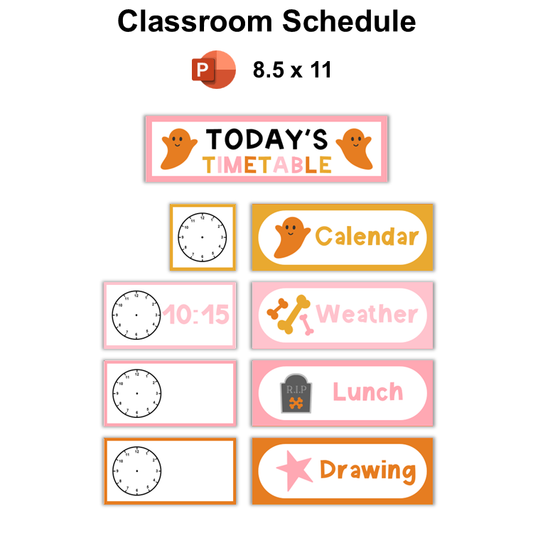 Classroom Schedule - Pink Halloween | Editable