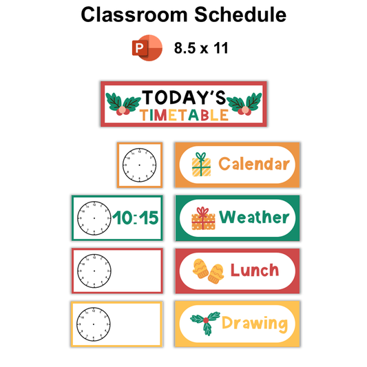 Classroom Schedule - Cute Christmas | Editable
