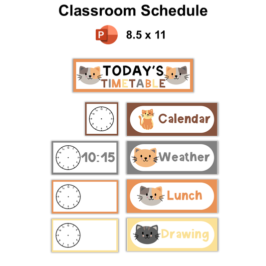 Classroom Schedule - Little Cat | Editable