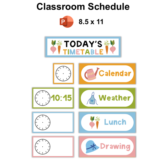 Classroom Schedule - Spring Garden | Editable