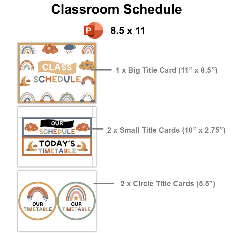 Classroom Schedule - Neutral Rainbow | Editable