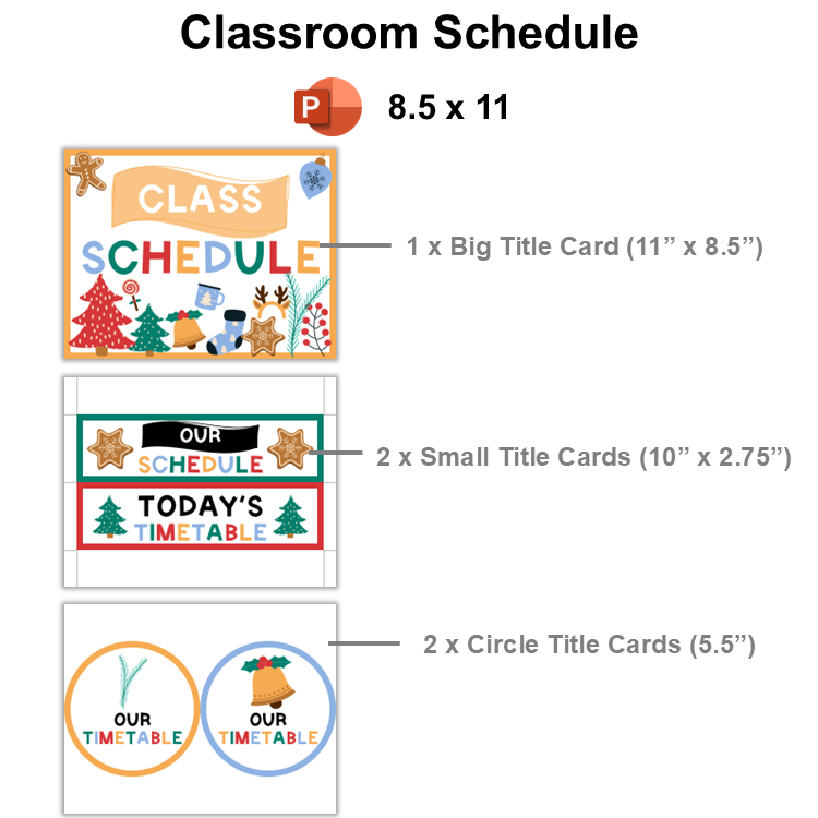 Classroom Schedule - Bright Christmas | Editable