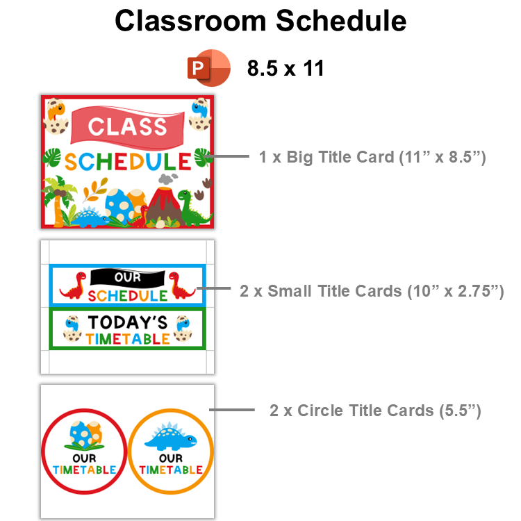Classroom Schedule - Cute Dinosaur | Editable
