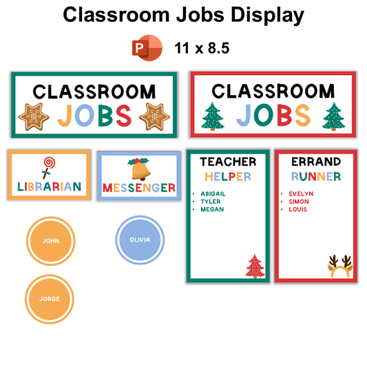 Classroom Jobs Display - Bright Christmas | Editable
