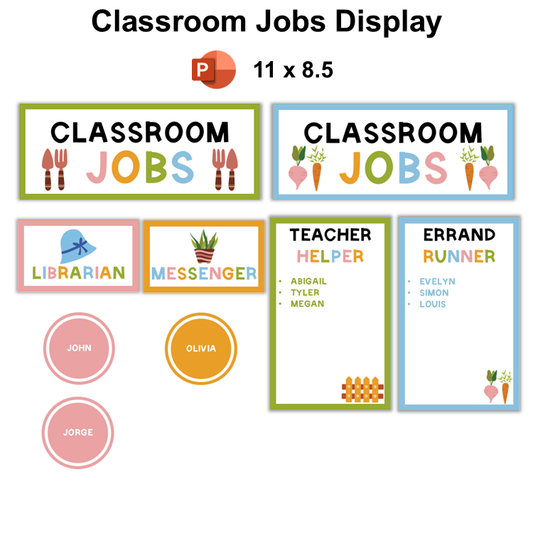 Classroom Jobs Display - Spring Garden | Editable