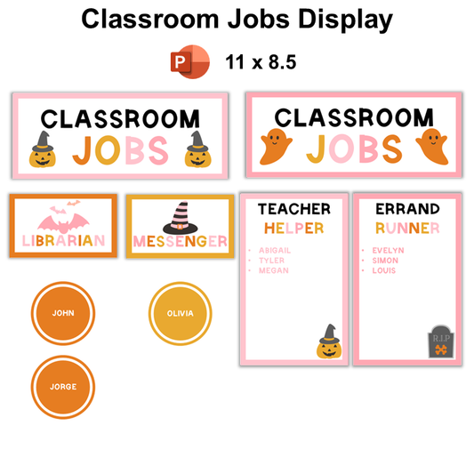 Classroom Jobs Display - Pink Halloween | Editable