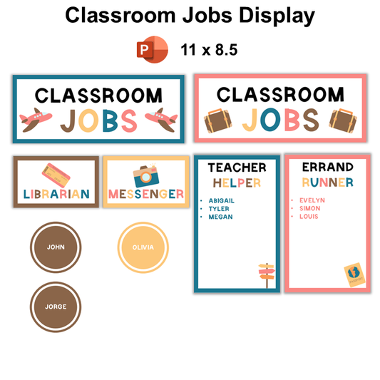 Classroom Jobs Display - Travel the World | Editable