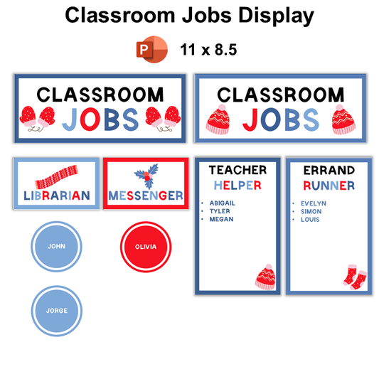 Classroom Jobs Display - Blue Winter | Editable
