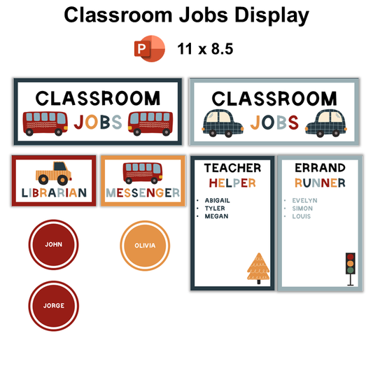 Classroom Jobs Display - Little Town | Editable
