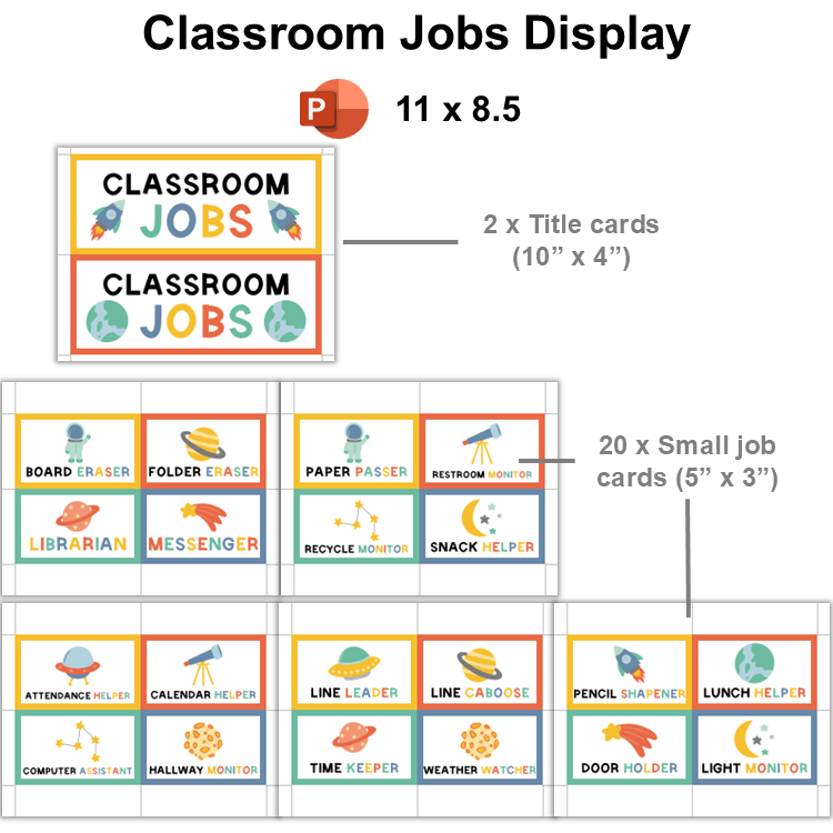 Classroom Jobs Display - Space | Editable