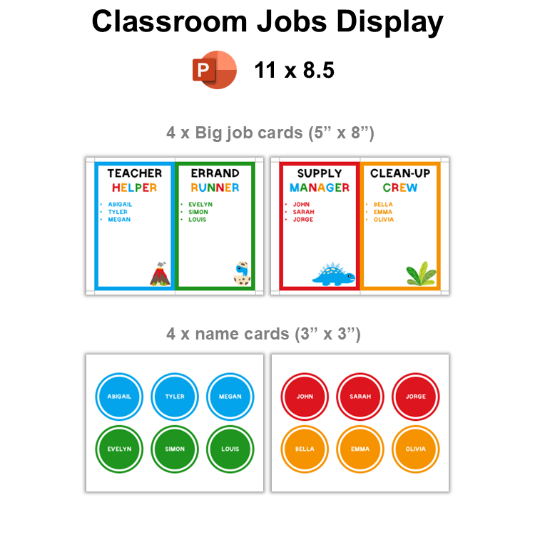 Classroom Jobs Display - Cute Dinosaur | Editable