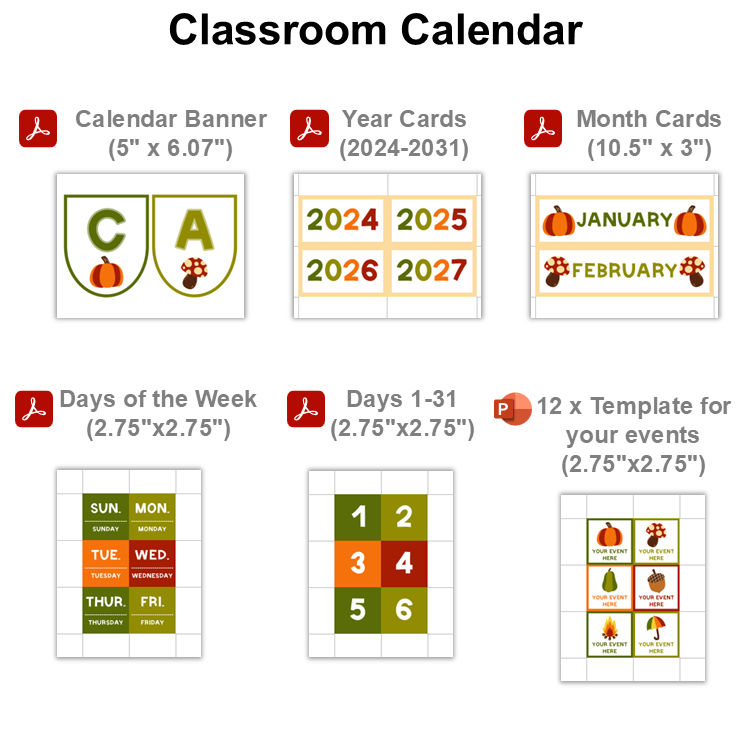 Classroom Calendar - Hello Fall | Editable