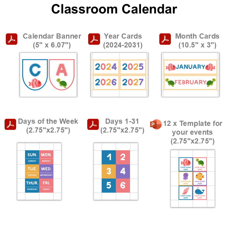 Classroom Calendar - Under the Sea | Editable