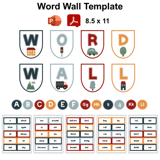 Word Wall Template - Little Town | Editable