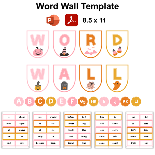 Word Wall Template - Pink Halloween | Editable
