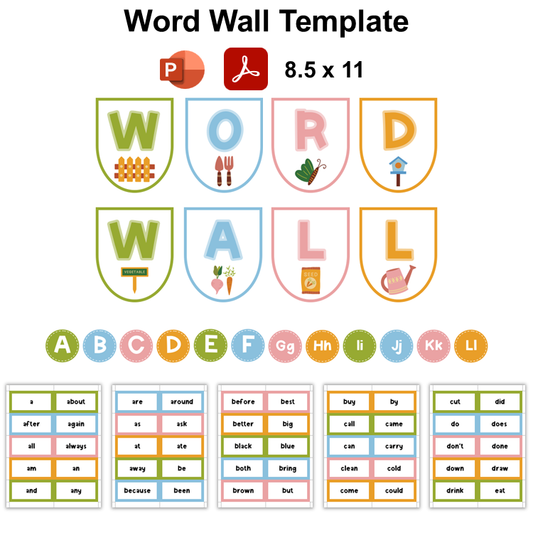 Word Wall Template - Spring Garden | Editable