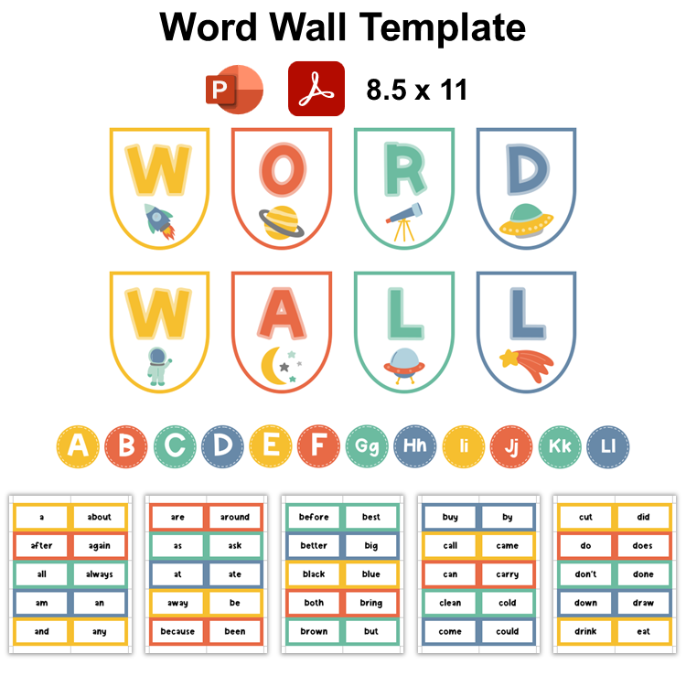 Word Wall Template - Space | Editable