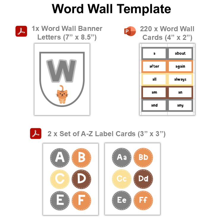 Word Wall Template - Little Cat | Editable