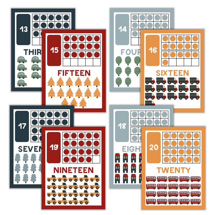 Classroom Number Posters - Little Town