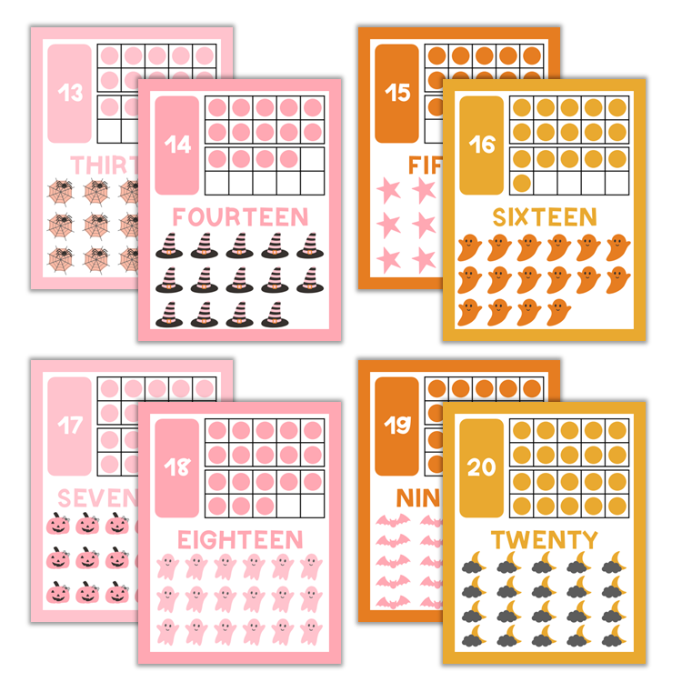 Classroom Number Posters - Pink Halloween