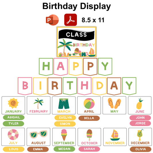 Birthday Display - Hello Summer | Editable