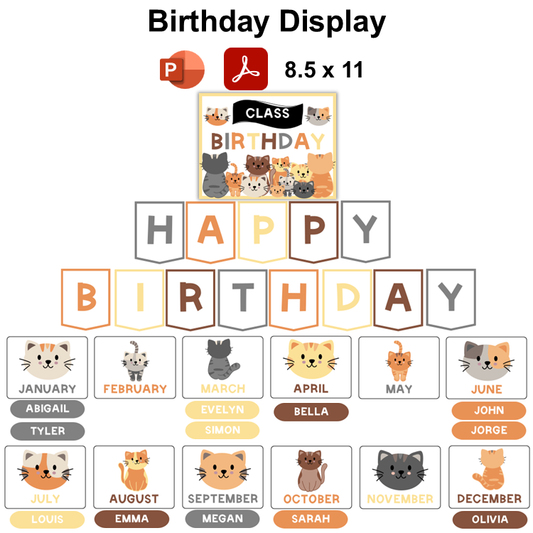 Birthday Display - Little Cat | Editable