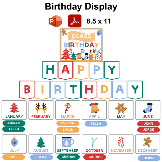 Birthday Display - Bright Christmas | Editable