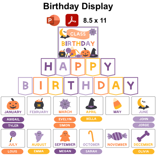 Birthday Display - Purple Halloween | Editable