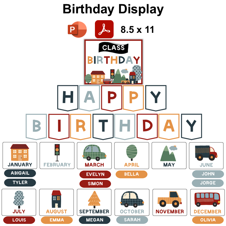 Birthday Display - Little Town | Editable
