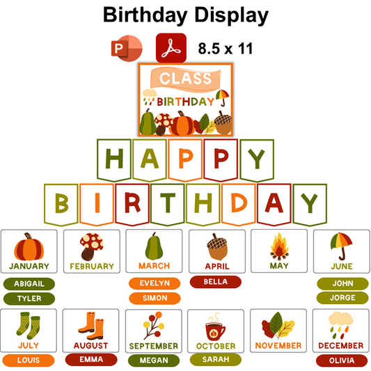 Birthday Display - Hello Fall | Editable