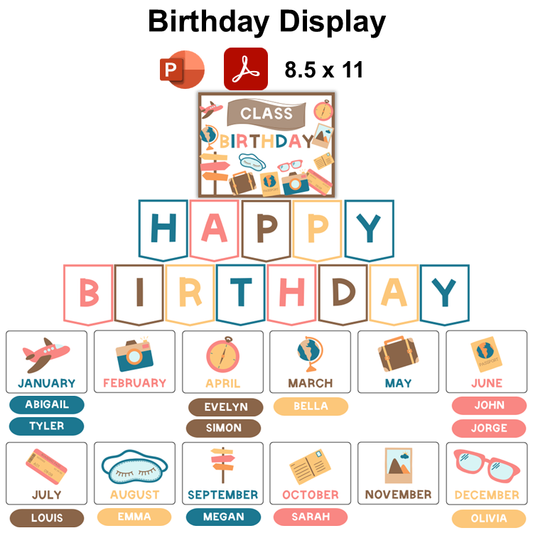 Birthday Display - Travel the World | Editable