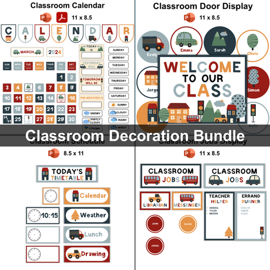 Classroom Decor Bundle - Little Town | Editable