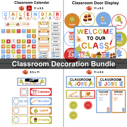 Classroom Decor Bundle - Colorful Baking | Editable