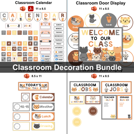 Classroom Decor Bundle - Little Cat | Editable