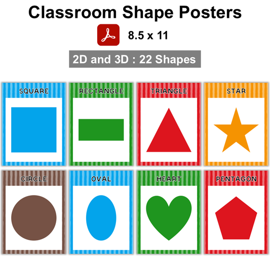 Classroom Shape Posters - Cute Dinosaur