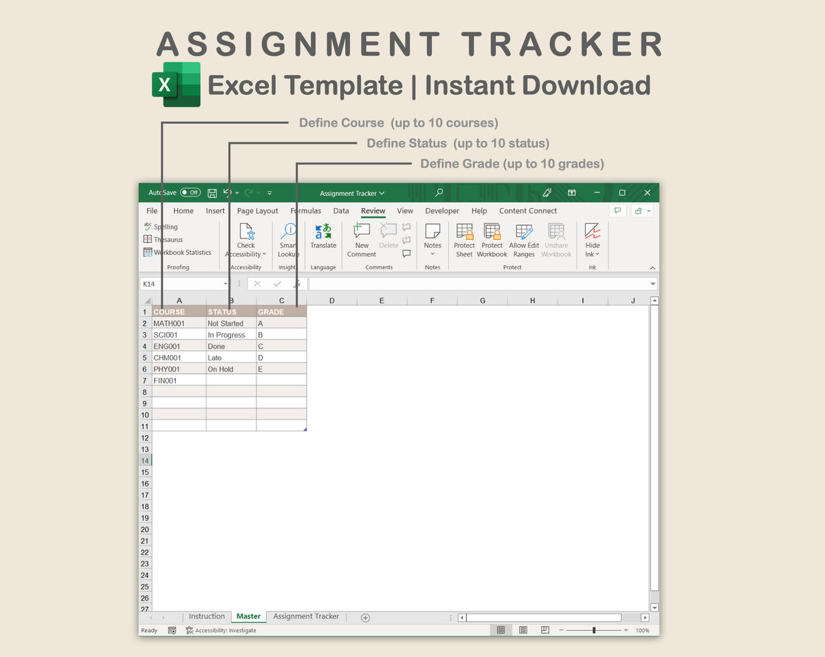 Excel Rotation Assignment Tracker Excel - Assignment Tracker - Neutral – kjunstudio