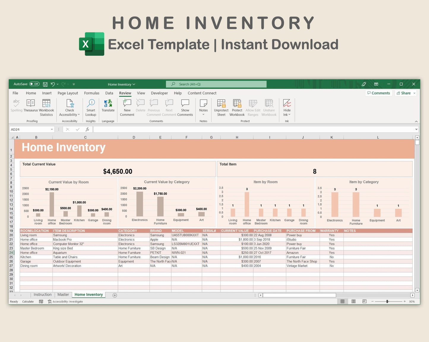 Excel - Home Inventory - Neutral