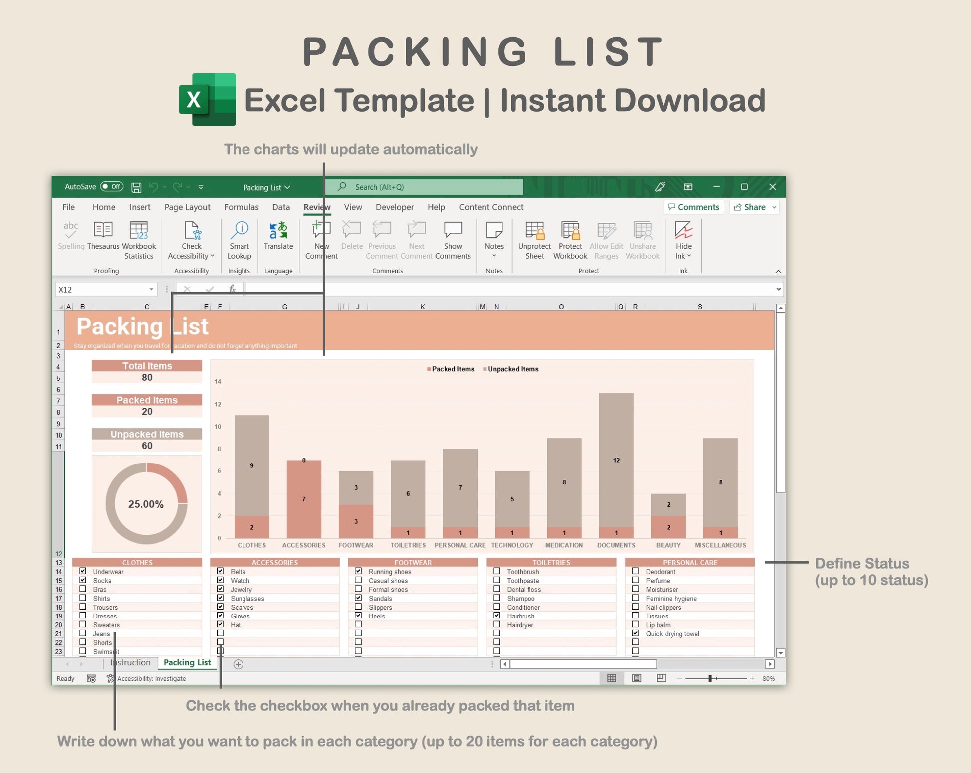 Excel - Packing list - Neutral – kjunstudio