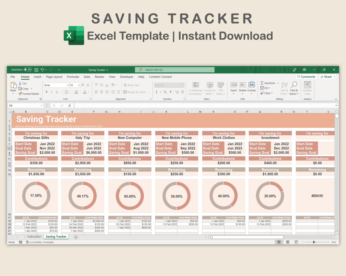 Excel - Savings Tracker - Neutral