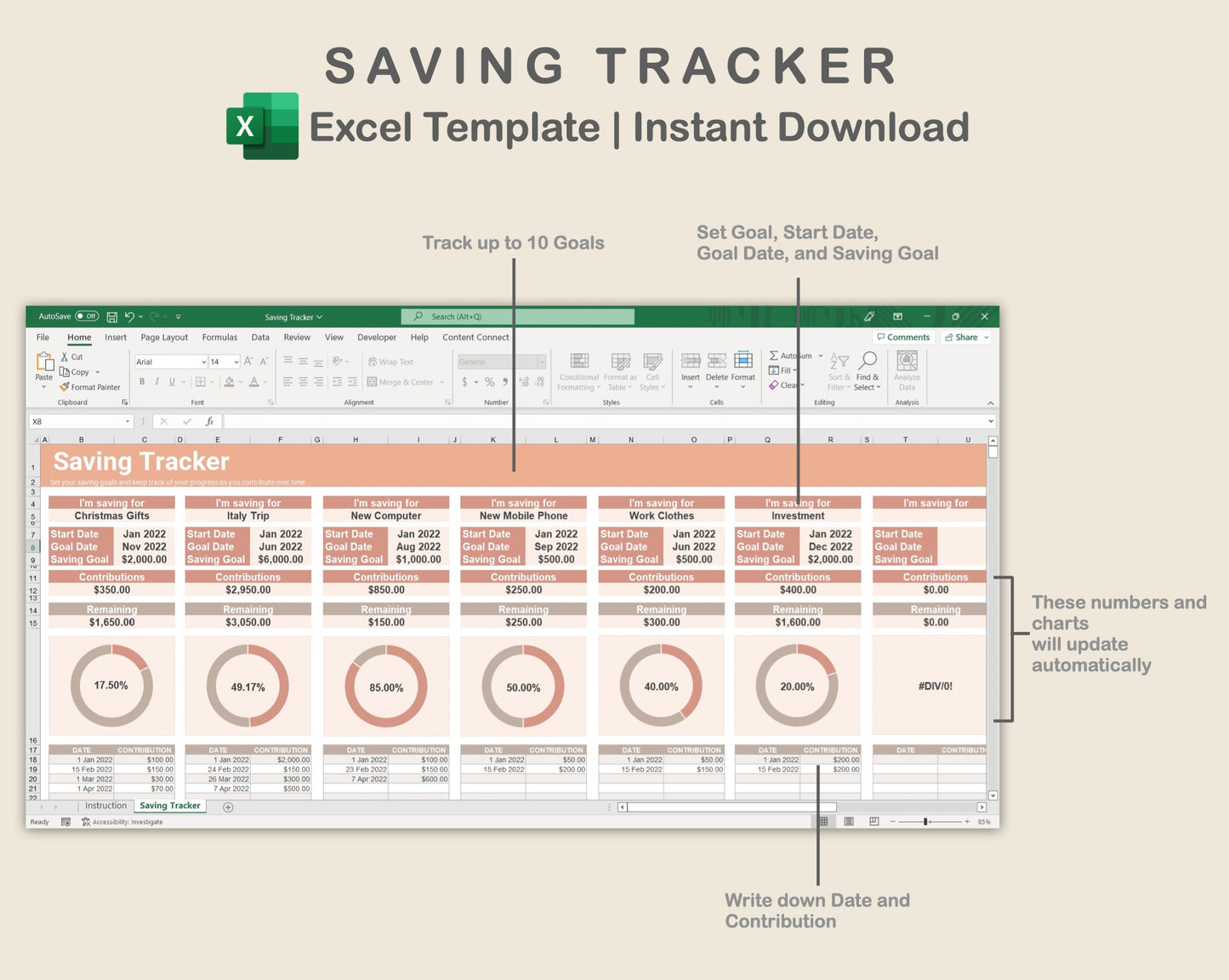 Excel - Savings Tracker - Neutral