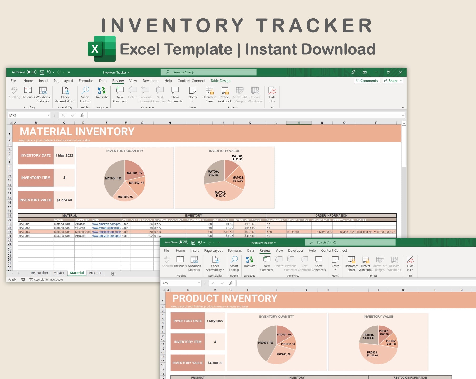 Excel - Inventory Tracker - Neutral – kjunstudio