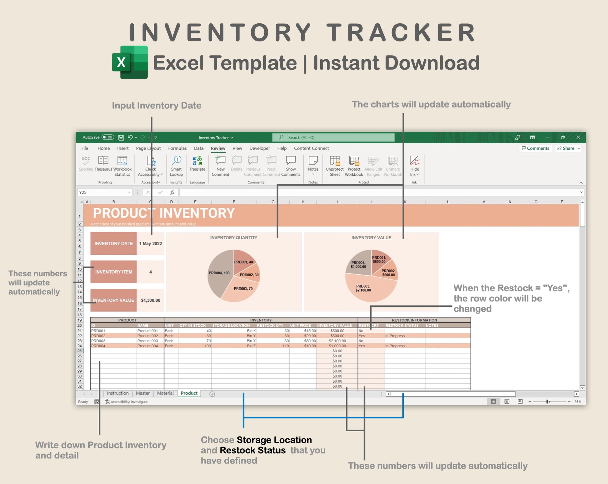 Excel - Inventory Tracker - Neutral – kjunstudio