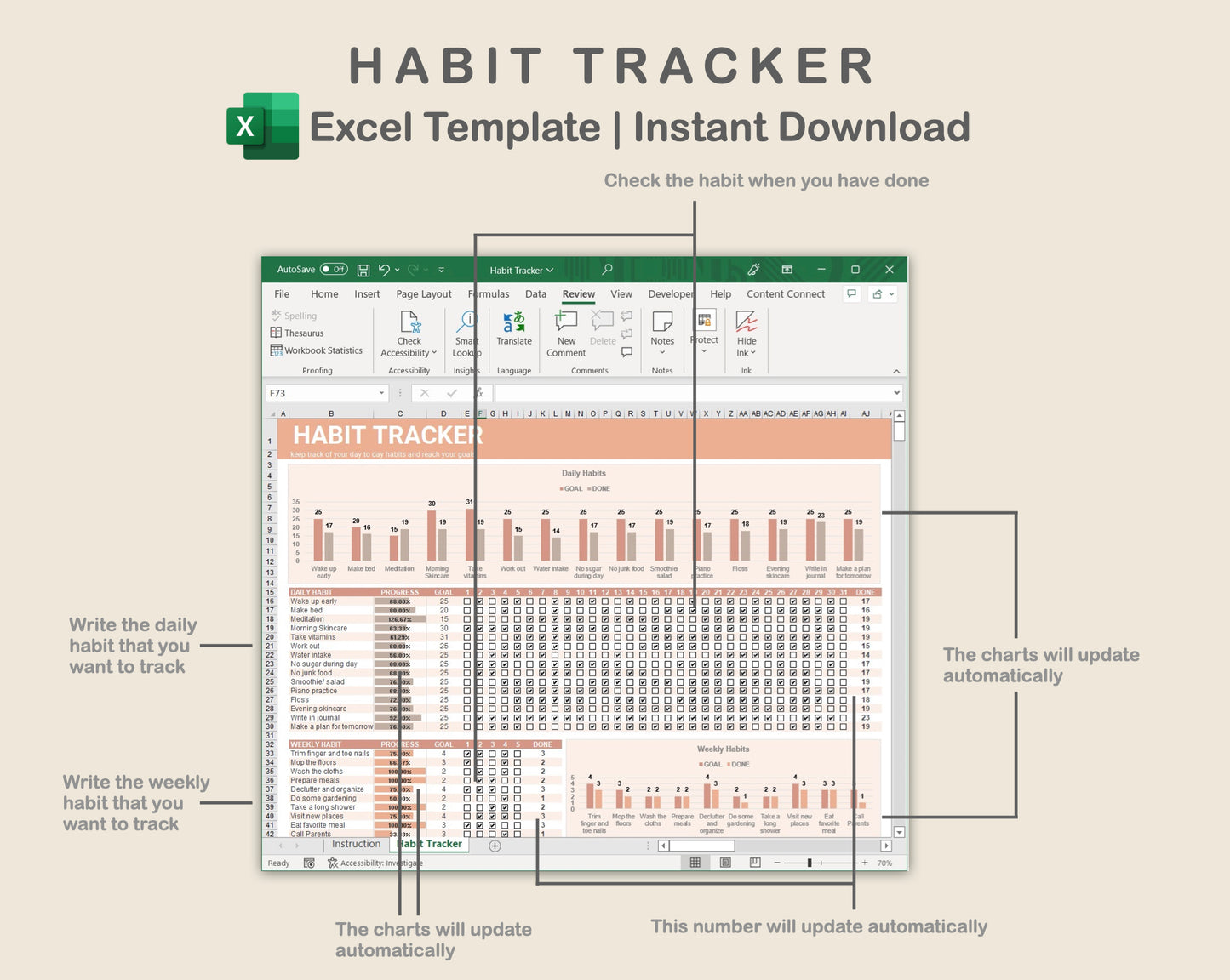 Excel - Habit Tracker - Neutral