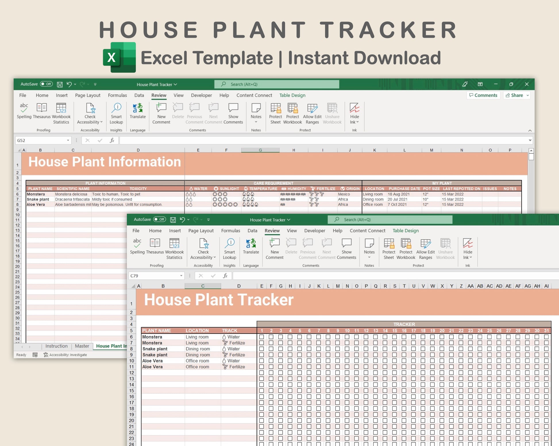 house plant tracker app Excel - House Plant Tracker