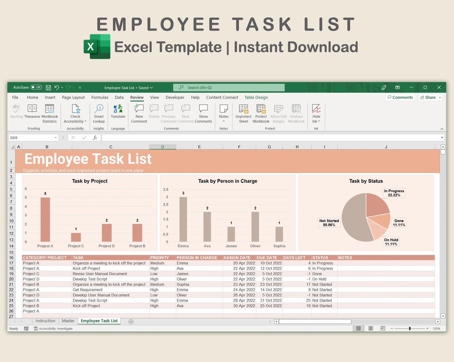 Excel - Employee Task List  - Neutral
