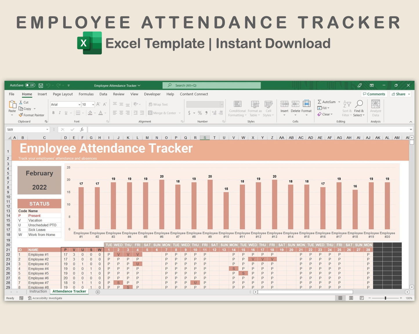 Excel - Employee Attendance Tracker - Neutral