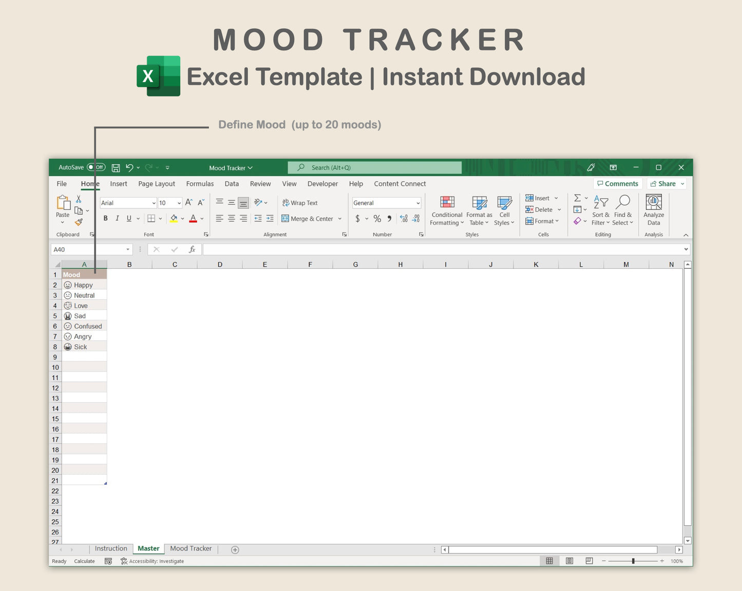 Excel - Mood Tracker - Neutral