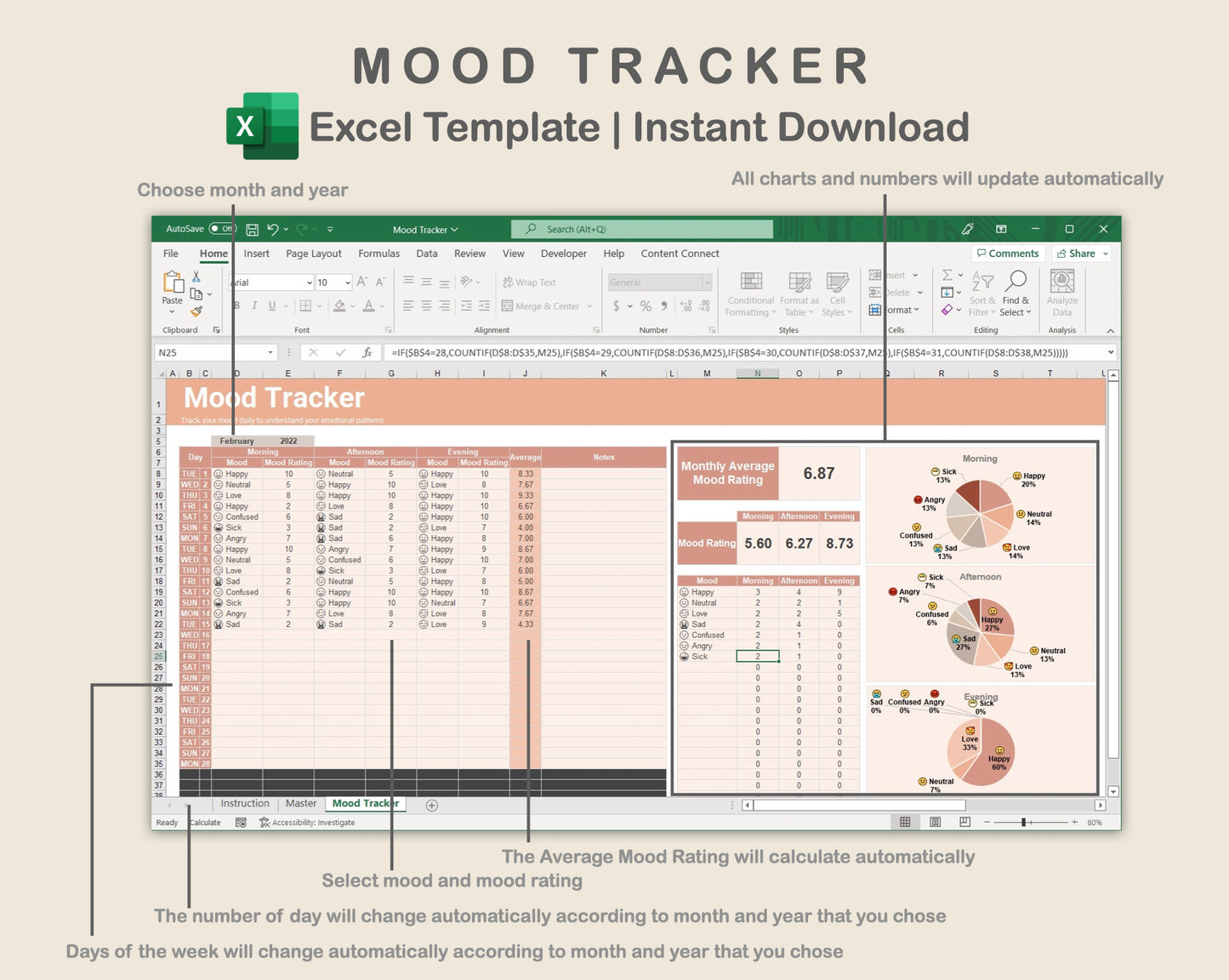 Excel - Mood Tracker - Neutral