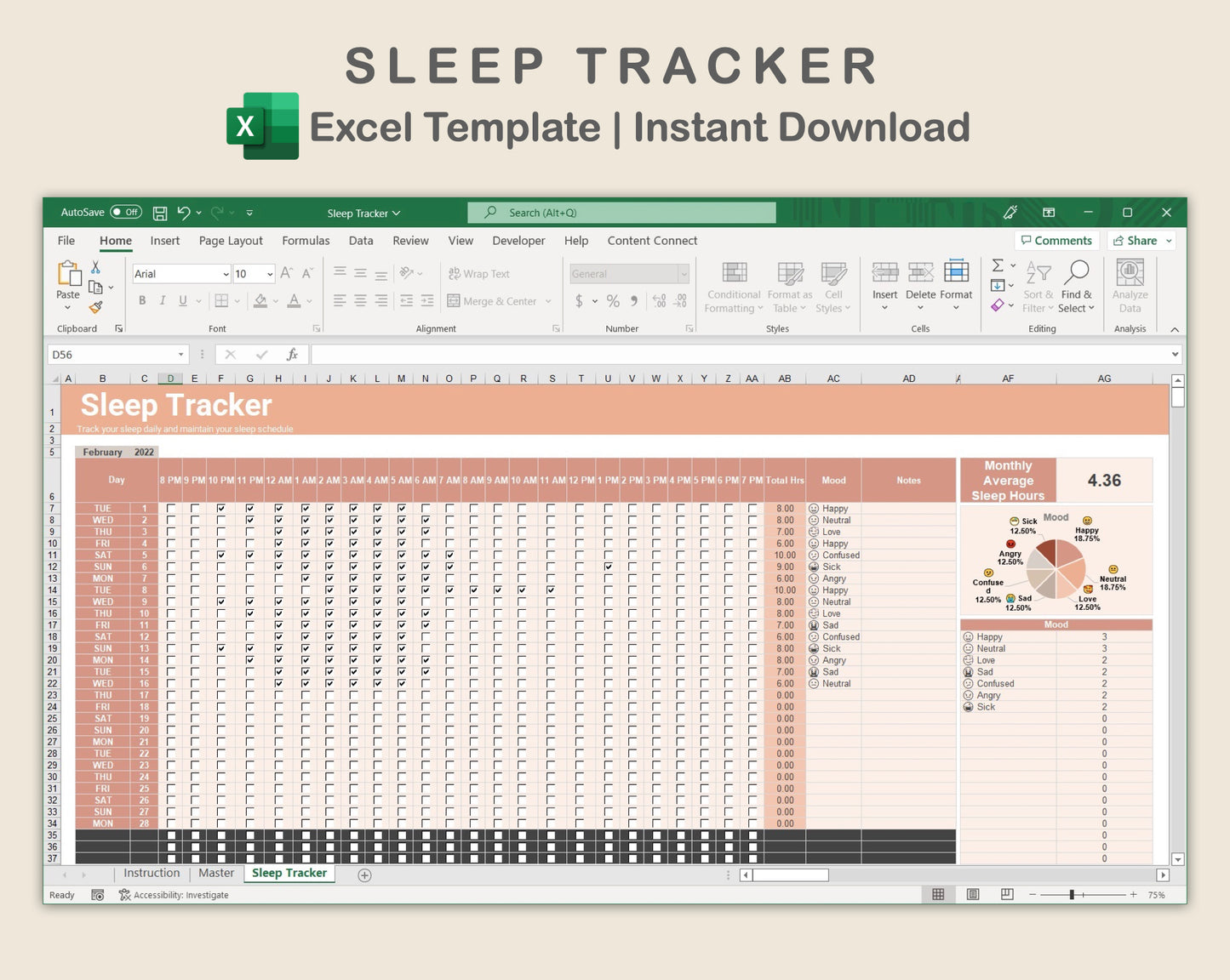 Excel - Sleep Tracker - Neutral